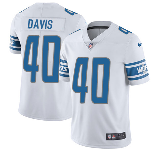 2019 Men Detroit Lions 40 Davis white Nike Vapor Untouchable Limited NFL Jersey